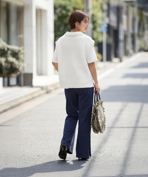 STYLE DELI(スタイルデリ)の「【selection】襟付きメッシュニットベスト(ベスト・レディース・ブラック/ナチュラル/ホワイト・FREE)」の16枚目の写真