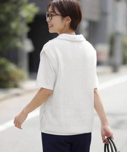 STYLE DELI(スタイルデリ)の「【selection】襟付きメッシュニットベスト(ベスト・レディース・ブラック/ナチュラル/ホワイト・FREE)」の17枚目の写真