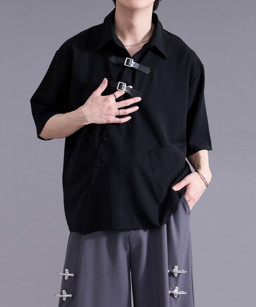 Ellno Loset(エルノロゼット)の「アシメベルトデザインシャツ(シャツ/ブラウス・メンズ・パープル/オフホワイト/ブラック・LARGE/MEDIUM/SMALL)」の7枚目の写真