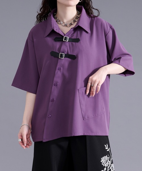 Ellno Loset(エルノロゼット)の「アシメベルトデザインシャツ(シャツ/ブラウス・メンズ・パープル/オフホワイト/ブラック・LARGE/MEDIUM/SMALL)」の22枚目の写真