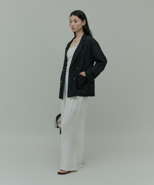 Plumel（プルメル）の「Sheer Mesh Tailored Jacket  / シアーメッシュテーラードジャケット（テーラードジャケット・レディース・ブラック/オフホワイト・MEDIUM）」の9枚目の写真