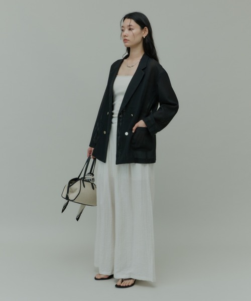 Plumel（プルメル）の「Sheer Mesh Tailored Jacket  / シアーメッシュテーラードジャケット（テーラードジャケット・レディース・ブラック/オフホワイト・MEDIUM）」の10枚目の写真