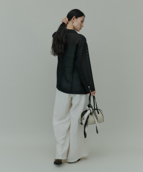 Plumel（プルメル）の「Sheer Mesh Tailored Jacket  / シアーメッシュテーラードジャケット（テーラードジャケット・レディース・ブラック/オフホワイト・MEDIUM）」の11枚目の写真