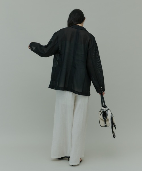 Plumel（プルメル）の「Sheer Mesh Tailored Jacket  / シアーメッシュテーラードジャケット（テーラードジャケット・レディース・ブラック/オフホワイト・MEDIUM）」の12枚目の写真