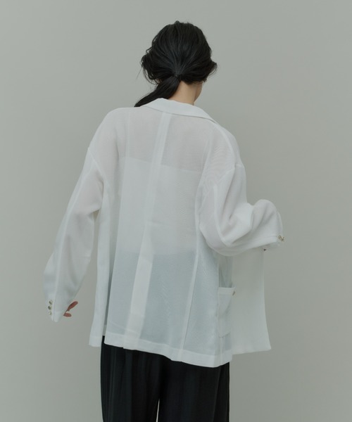 Plumel（プルメル）の「Sheer Mesh Tailored Jacket  / シアーメッシュテーラードジャケット（テーラードジャケット・レディース・ブラック/オフホワイト・MEDIUM）」の22枚目の写真