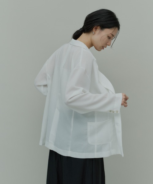 Plumel（プルメル）の「Sheer Mesh Tailored Jacket  / シアーメッシュテーラードジャケット（テーラードジャケット・レディース・ブラック/オフホワイト・MEDIUM）」の21枚目の写真