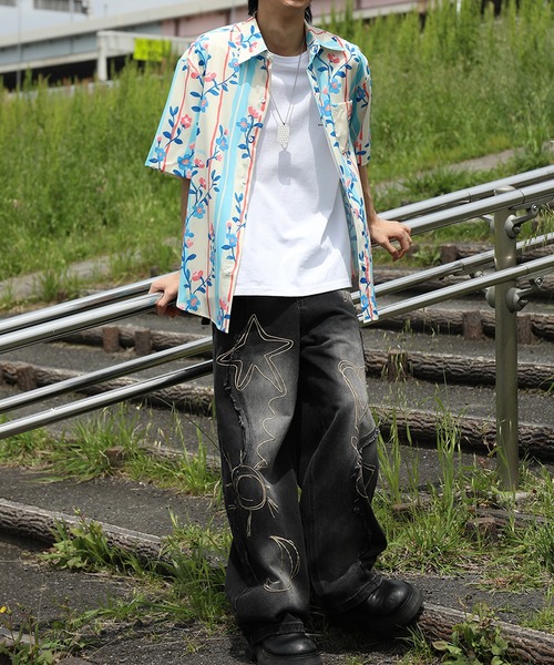 HOOK（フック）の「HOOK -original-　レトロポップ総柄 × ルーズシルエット アロハシャツ（シャツ/ブラウス・メンズ・ブラック/ライトベージュ/ブルー/ダークブルー/グリーン/ホワイト・M/XL/L）」の19枚目の写真