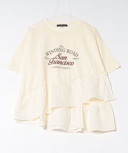 Right-on(ライトオン)の「ピグメント加工切替ロゴTシャツ(Tシャツ/カットソー・レディース・キナリ/ダークグレー/ブルー・S/M/L)」の1枚目の写真