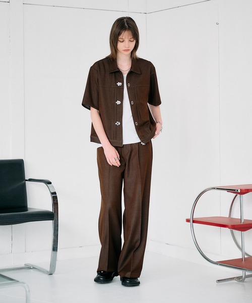SELLE GLANT（セレグランテ）の「DENIM-LIKE SEMI-WIDE STRAIGHT SLACKS / デニムライクセミワイドストレートスラックス（スラックス・メンズ・ダークブラウン/ブラック/ダークインディゴブルー・SMALL/LARGE/MEDIUM）」の14枚目の写真