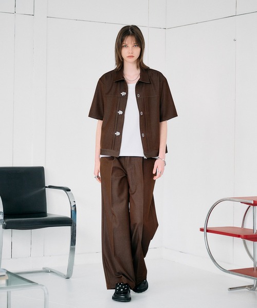SELLE GLANT（セレグランテ）の「DENIM-LIKE SEMI-WIDE STRAIGHT SLACKS / デニムライクセミワイドストレートスラックス（スラックス・メンズ・ダークブラウン/ブラック/ダークインディゴブルー・SMALL/LARGE/MEDIUM）」の15枚目の写真