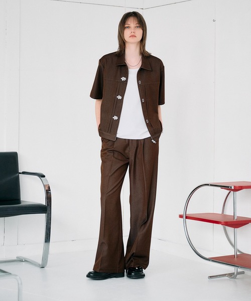 SELLE GLANT（セレグランテ）の「DENIM-LIKE SEMI-WIDE STRAIGHT SLACKS / デニムライクセミワイドストレートスラックス（スラックス・メンズ・ダークブラウン/ブラック/ダークインディゴブルー・SMALL/LARGE/MEDIUM）」の16枚目の写真
