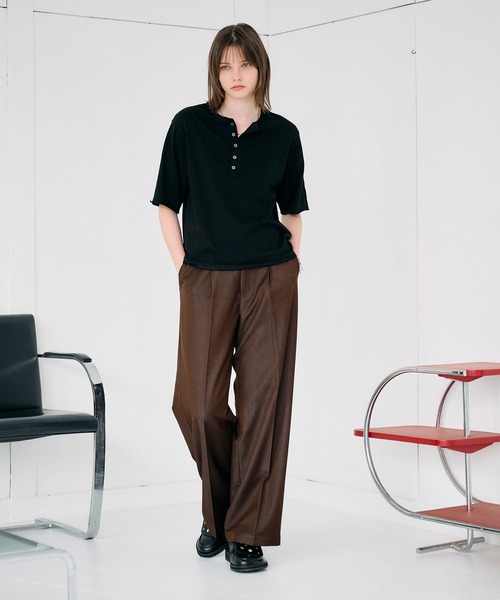 SELLE GLANT（セレグランテ）の「DENIM-LIKE SEMI-WIDE STRAIGHT SLACKS / デニムライクセミワイドストレートスラックス（スラックス・メンズ・ダークブラウン/ブラック/ダークインディゴブルー・SMALL/LARGE/MEDIUM）」の20枚目の写真