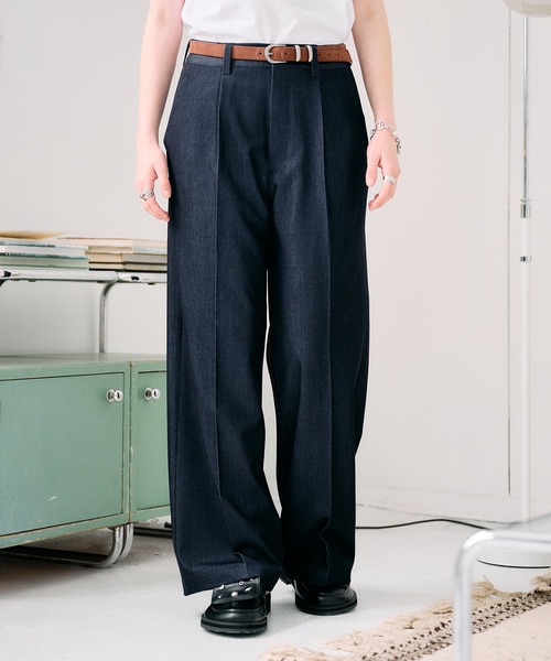 SELLE GLANT（セレグランテ）の「DENIM-LIKE SEMI-WIDE STRAIGHT SLACKS / デニムライクセミワイドストレートスラックス（スラックス・メンズ・ダークブラウン/ブラック/ダークインディゴブルー・SMALL/LARGE/MEDIUM）」の21枚目の写真