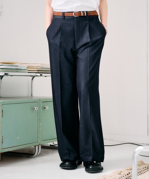 SELLE GLANT（セレグランテ）の「DENIM-LIKE SEMI-WIDE STRAIGHT SLACKS / デニムライクセミワイドストレートスラックス（スラックス・メンズ・ダークブラウン/ブラック/ダークインディゴブルー・SMALL/LARGE/MEDIUM）」の22枚目の写真