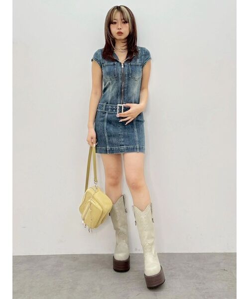 EVRIS(エヴリス)の「フレンチスリーブストレッチデニムシャツミニワンピース(ワンピース・レディース・インディゴブルー/ブルー・SMALL/MEDIUM)」の19枚目の写真