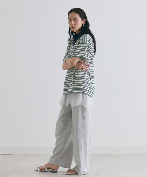 COLONY 2139(コロニートゥーワンスリーナイン)の「スキッパーボーダーラガー半袖Tシャツ(Tシャツ/カットソー・レディース・アイボリー/ネイビー/ピンク・FREE)」の10枚目の写真