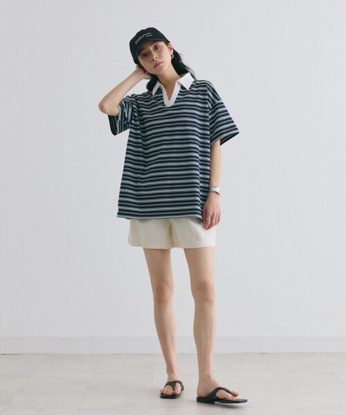 COLONY 2139(コロニートゥーワンスリーナイン)の「スキッパーボーダーラガー半袖Tシャツ(Tシャツ/カットソー・レディース・アイボリー/ネイビー/ピンク・FREE)」の17枚目の写真