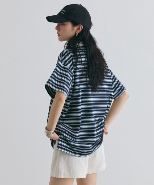 COLONY 2139(コロニートゥーワンスリーナイン)の「スキッパーボーダーラガー半袖Tシャツ(Tシャツ/カットソー・レディース・アイボリー/ネイビー/ピンク・FREE)」の19枚目の写真