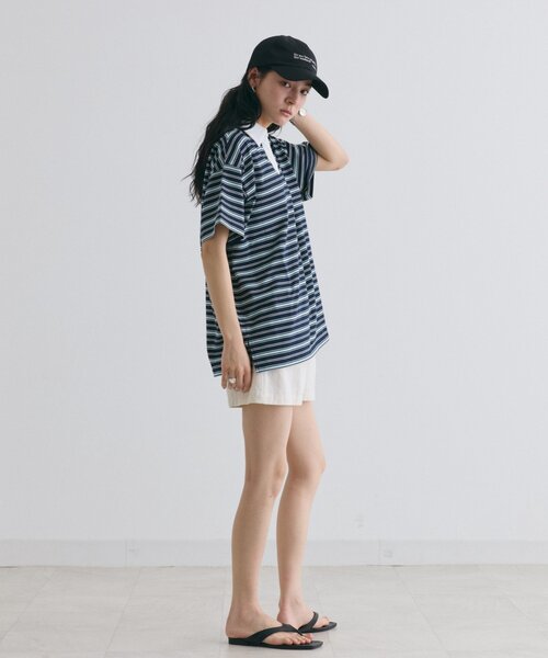 COLONY 2139(コロニートゥーワンスリーナイン)の「スキッパーボーダーラガー半袖Tシャツ(Tシャツ/カットソー・レディース・アイボリー/ネイビー/ピンク・FREE)」の20枚目の写真