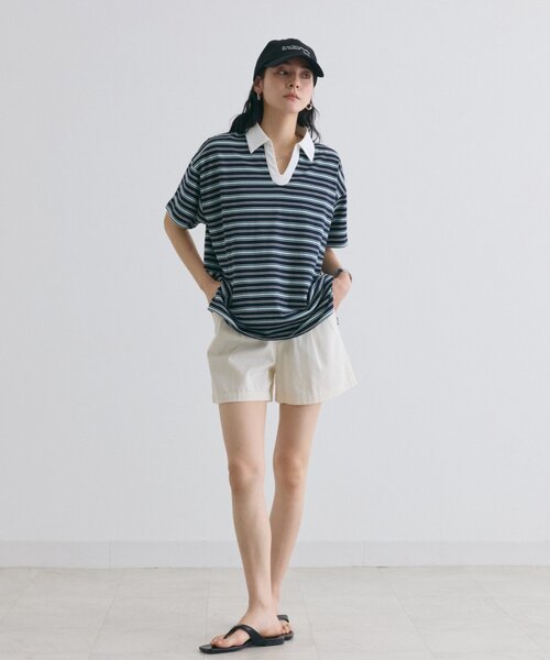 COLONY 2139(コロニートゥーワンスリーナイン)の「スキッパーボーダーラガー半袖Tシャツ(Tシャツ/カットソー・レディース・アイボリー/ネイビー/ピンク・FREE)」の21枚目の写真