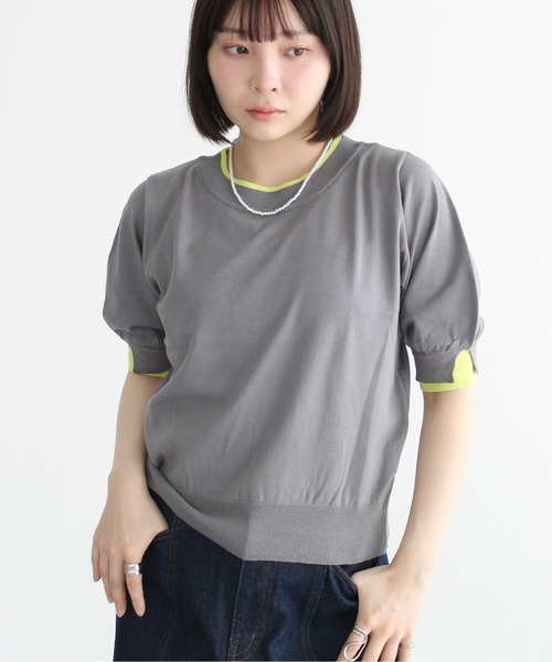 Meli rich(メリーリッチ)の「レイヤード風ボリューム袖プルオーバー(Tシャツ/カットソー・レディース・グレー/アイボリー/ブラック・FREE)」の3枚目の写真
