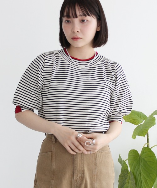 Meli rich(メリーリッチ)の「レイヤード風ボリューム袖プルオーバー(Tシャツ/カットソー・レディース・グレー/アイボリー/ブラック・FREE)」の11枚目の写真