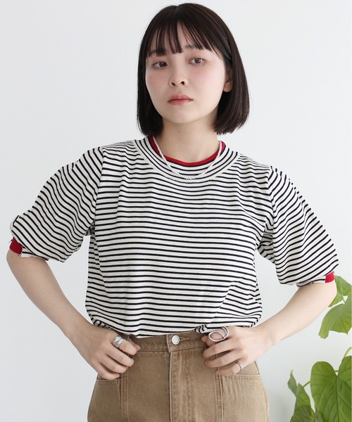 Meli rich(メリーリッチ)の「レイヤード風ボリューム袖プルオーバー(Tシャツ/カットソー・レディース・グレー/アイボリー/ブラック・FREE)」の10枚目の写真