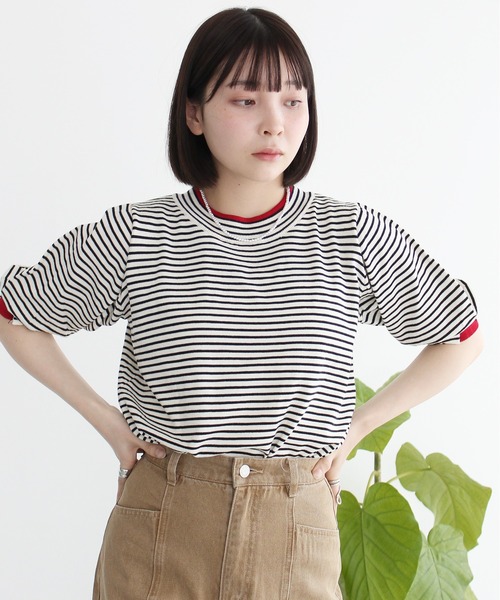 Meli rich(メリーリッチ)の「レイヤード風ボリューム袖プルオーバー(Tシャツ/カットソー・レディース・グレー/アイボリー/ブラック・FREE)」の9枚目の写真