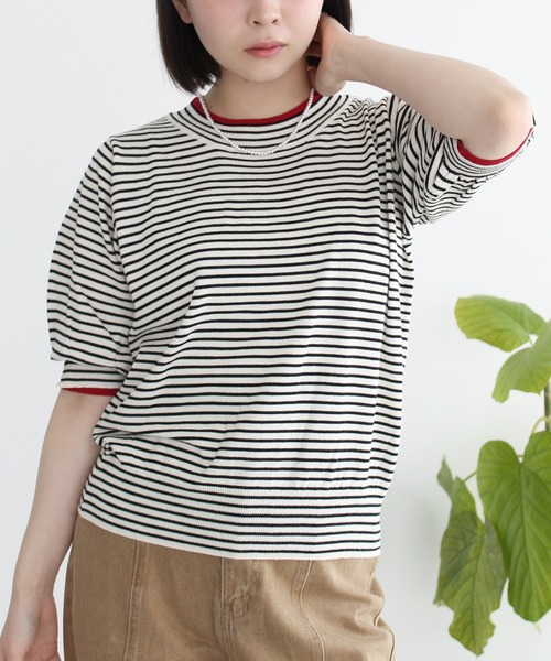 Meli rich(メリーリッチ)の「レイヤード風ボリューム袖プルオーバー(Tシャツ/カットソー・レディース・グレー/アイボリー/ブラック・FREE)」の6枚目の写真