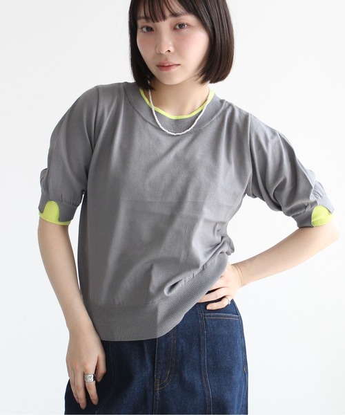 Meli rich(メリーリッチ)の「レイヤード風ボリューム袖プルオーバー(Tシャツ/カットソー・レディース・グレー/アイボリー/ブラック・FREE)」の5枚目の写真