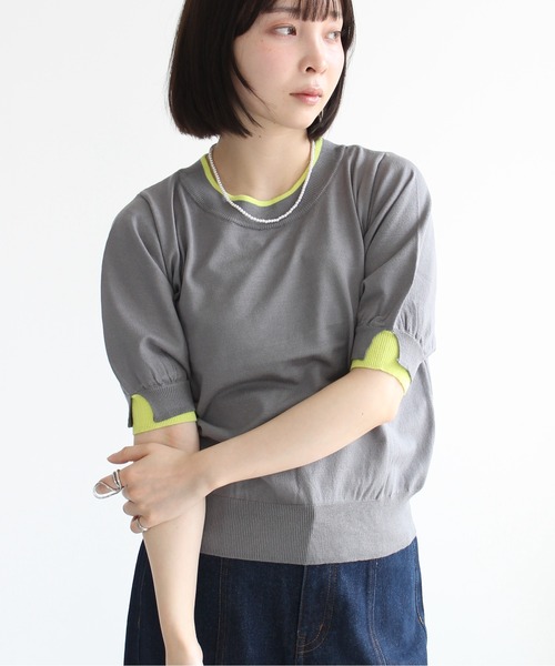 Meli rich(メリーリッチ)の「レイヤード風ボリューム袖プルオーバー(Tシャツ/カットソー・レディース・グレー/アイボリー/ブラック・FREE)」の22枚目の写真