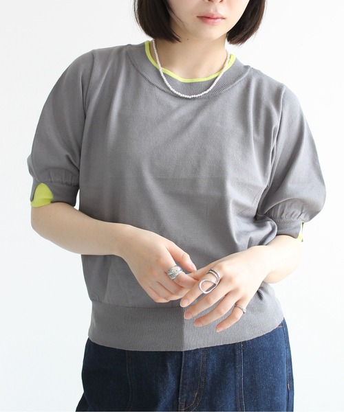 Meli rich(メリーリッチ)の「レイヤード風ボリューム袖プルオーバー(Tシャツ/カットソー・レディース・グレー/アイボリー/ブラック・FREE)」の21枚目の写真