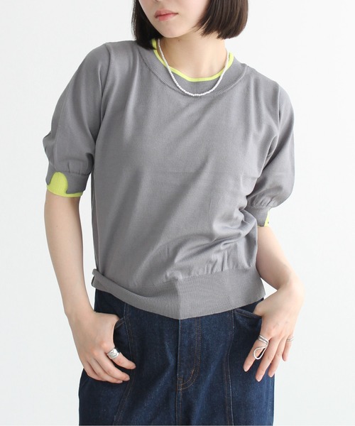 Meli rich(メリーリッチ)の「レイヤード風ボリューム袖プルオーバー(Tシャツ/カットソー・レディース・グレー/アイボリー/ブラック・FREE)」の20枚目の写真