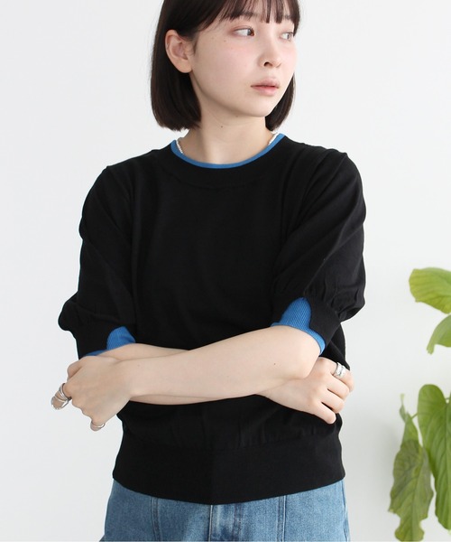 Meli rich(メリーリッチ)の「レイヤード風ボリューム袖プルオーバー(Tシャツ/カットソー・レディース・グレー/アイボリー/ブラック・FREE)」の16枚目の写真