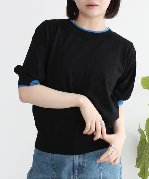 Meli rich(メリーリッチ)の「レイヤード風ボリューム袖プルオーバー(Tシャツ/カットソー・レディース・グレー/アイボリー/ブラック・FREE)」の14枚目の写真