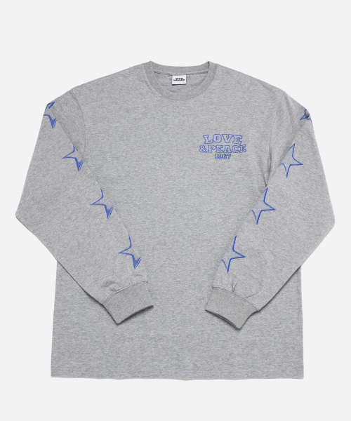 WEBHOUSE(ウェブハウス)の「ラブアンドピース ロングスリーブ - グレー(Tシャツ/カットソー・レディース・その他・FREE)」の2枚目の写真