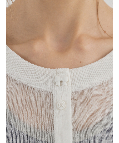 Sorry,Too Much Love(ソーリートゥーマッチラブ)の「Slim Fit Sheer Multi See-through Cardigan_Ivory(カーディガン/ボレロ・レディース・その他・FREE)」の3枚目の写真