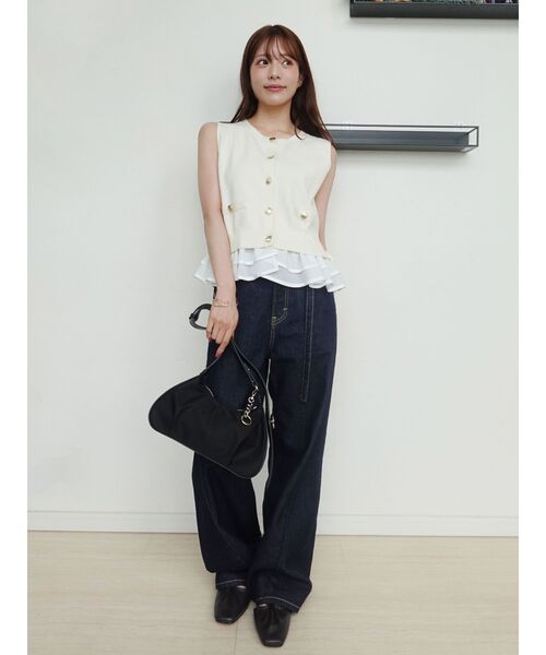 LAGUNAMOON（ラグナムーン）の「LMロゴセミワイドデニムパンツ（デニムパンツ・レディース・ブラック/インディゴブルー/ライトブルー・SMALL/MEDIUM）」の3枚目の写真