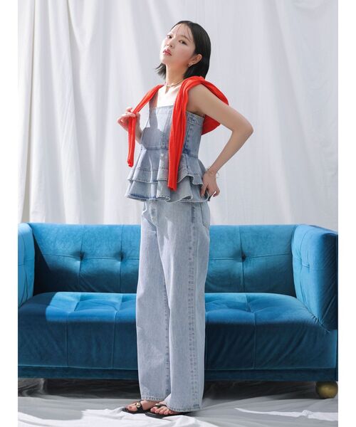 LAGUNAMOON（ラグナムーン）の「LMロゴセミワイドデニムパンツ（デニムパンツ・レディース・ブラック/インディゴブルー/ライトブルー・SMALL/MEDIUM）」の4枚目の写真