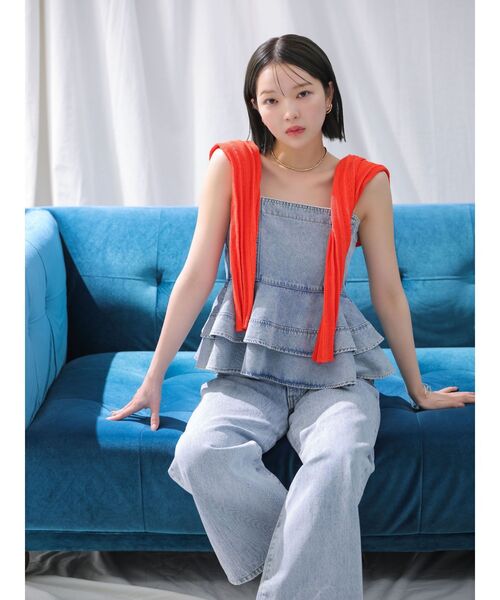LAGUNAMOON（ラグナムーン）の「LMロゴセミワイドデニムパンツ（デニムパンツ・レディース・ブラック/インディゴブルー/ライトブルー・SMALL/MEDIUM）」の6枚目の写真