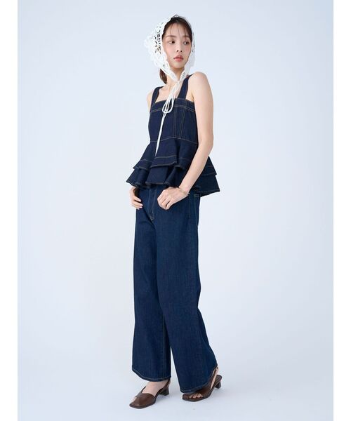 LAGUNAMOON（ラグナムーン）の「LMロゴセミワイドデニムパンツ（デニムパンツ・レディース・ブラック/インディゴブルー/ライトブルー・SMALL/MEDIUM）」の11枚目の写真