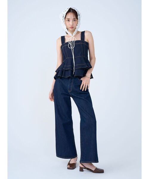LAGUNAMOON（ラグナムーン）の「LMロゴセミワイドデニムパンツ（デニムパンツ・レディース・ブラック/インディゴブルー/ライトブルー・SMALL/MEDIUM）」の12枚目の写真