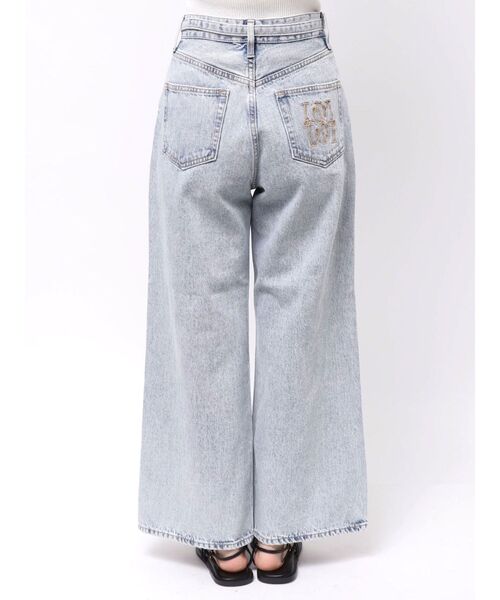 LAGUNAMOON(ラグナムーン)の「LMロゴセミワイドデニムパンツ 【夏服】(デニムパンツ・レディース・ブラック/インディゴブルー/ライトブルー・SMALL/MEDIUM)」の4枚目の写真
