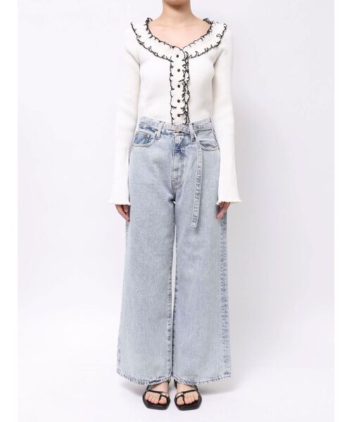 LAGUNAMOON(ラグナムーン)の「LMロゴセミワイドデニムパンツ 【夏服】(デニムパンツ・レディース・ブラック/インディゴブルー/ライトブルー・SMALL/MEDIUM)」の10枚目の写真