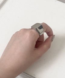 KISHOKACHI 希少価値 スクエアフラットトップステンレスリング