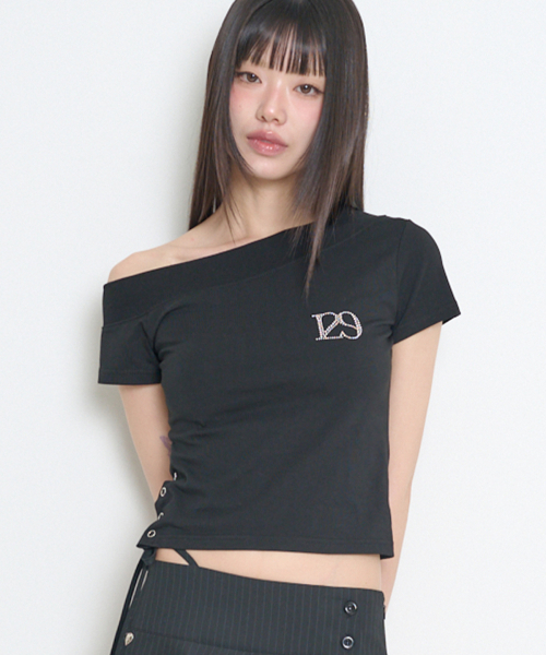 ILLIGO(イリゴ)の「129 ワンショルダー ホットフィックストップ ブラック(Tシャツ/カットソー・レディース・その他・SMALL/MEDIUM)」の3枚目の写真