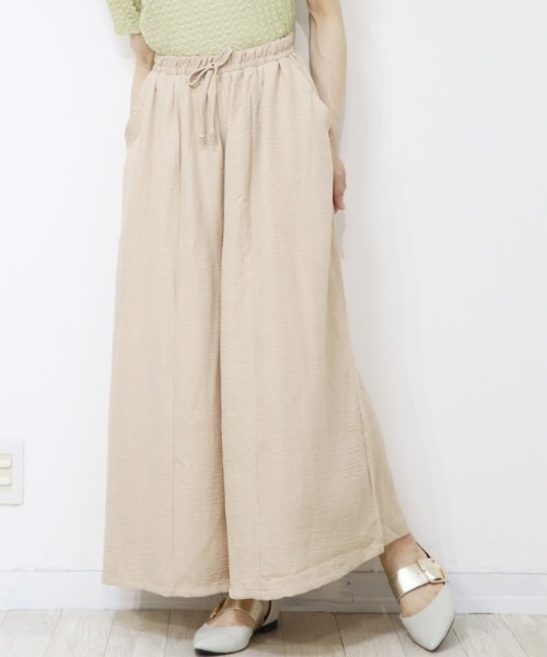 DISKEEN SURE(ディスキーンシュアー)の「たっぷり贅沢用尺使い きれいめスカーチョ ワイドパンツ(その他パンツ・レディース・ブルー/ベージュ/チャコール/ネイビー/ブラック/キャメル・FREE)」の3枚目の写真