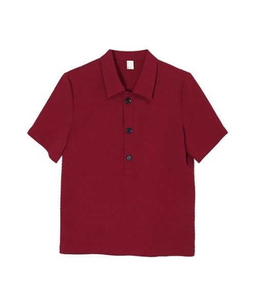 &soiree(アンドソワレ)の「ポリ襟レトロ半袖トップス(その他トップス・レディース・レッド・LARGE/MEDIUM/SMALL)」の5枚目の写真