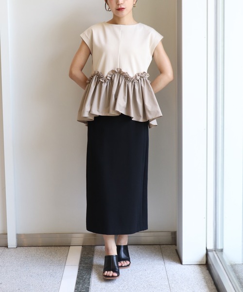 Sirin(シリン)の「ドッキングペプラムデザイントップス(シャツ/ブラウス・レディース・ブラック/ベージュ/オフホワイト・FREE)」の13枚目の写真