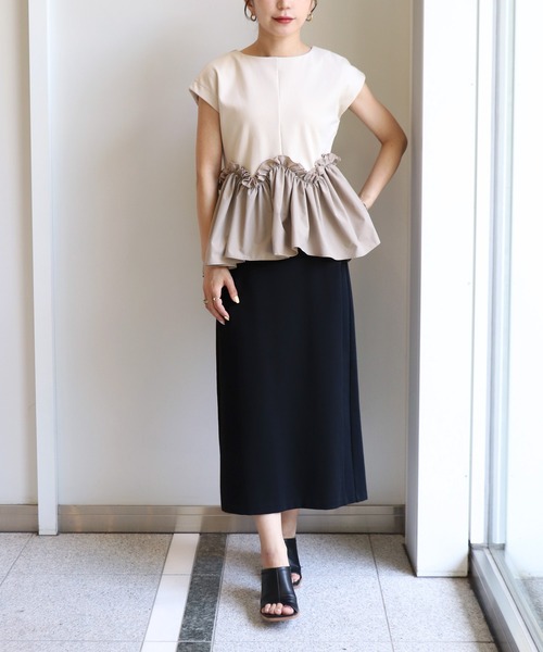 Sirin(シリン)の「ドッキングペプラムデザイントップス(シャツ/ブラウス・レディース・ブラック/ベージュ/オフホワイト・FREE)」の14枚目の写真